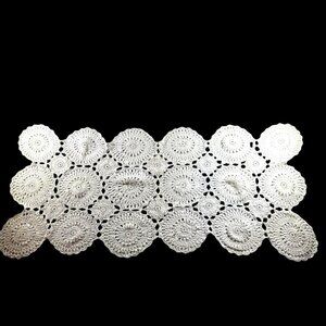 Crochet Table Runner White Doily grannycore cottagecore white neutral